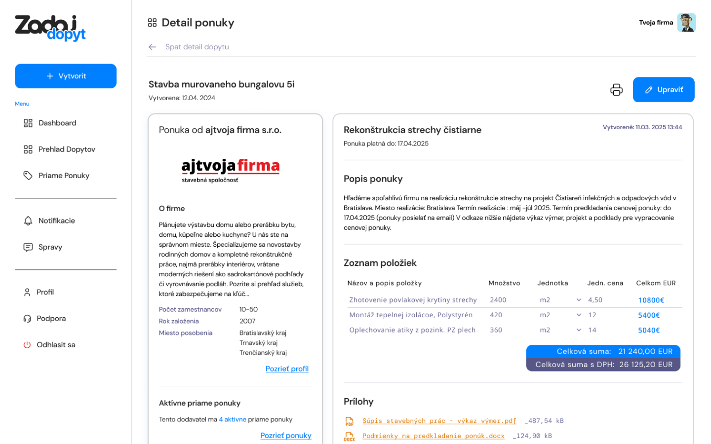 Demand detail screen