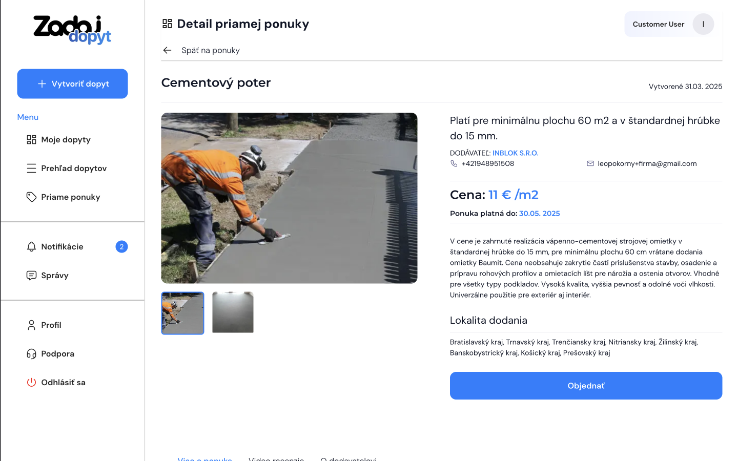 Zadaj dopyt landing page
