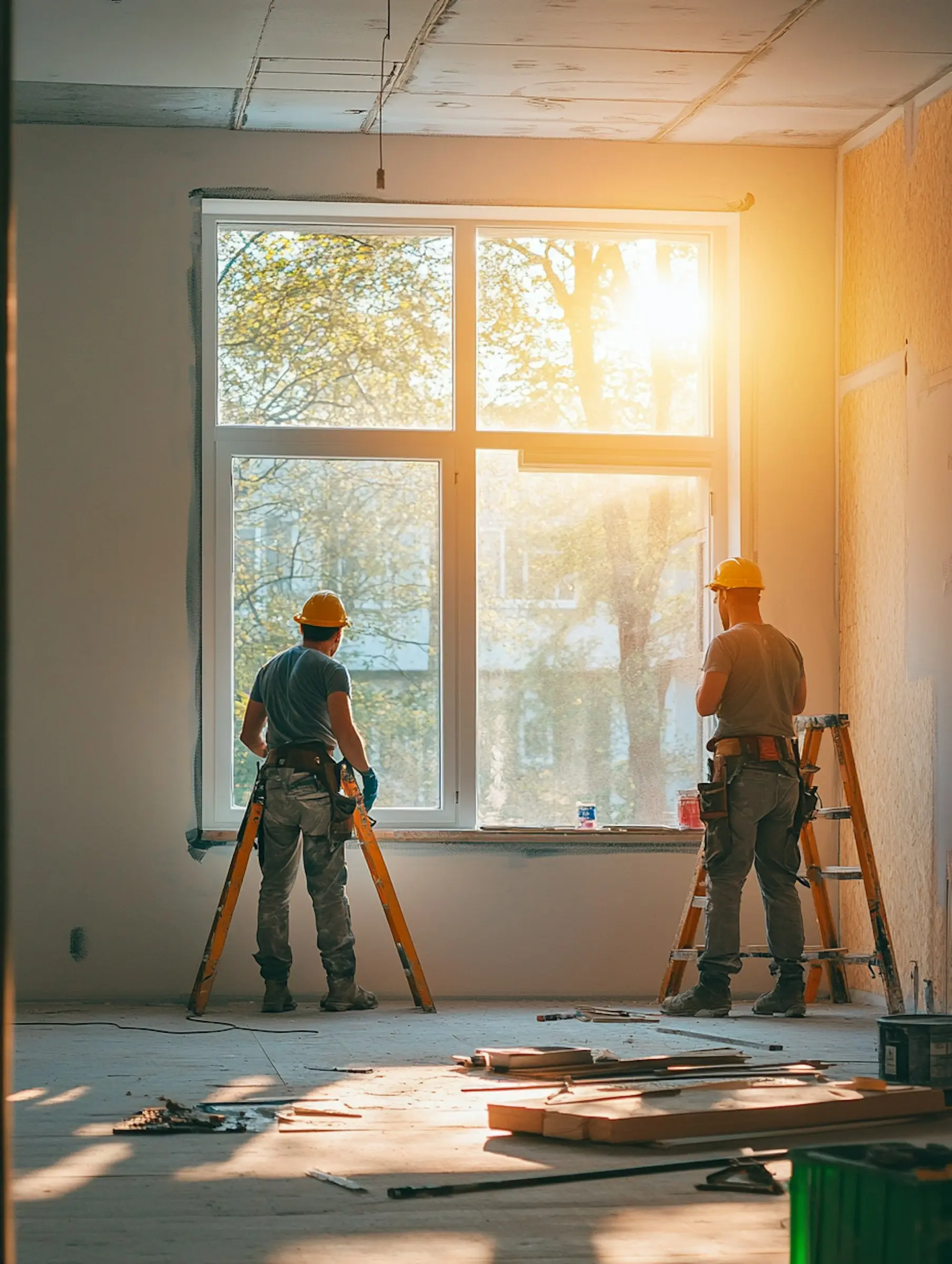 Tradesmen working on a renovation